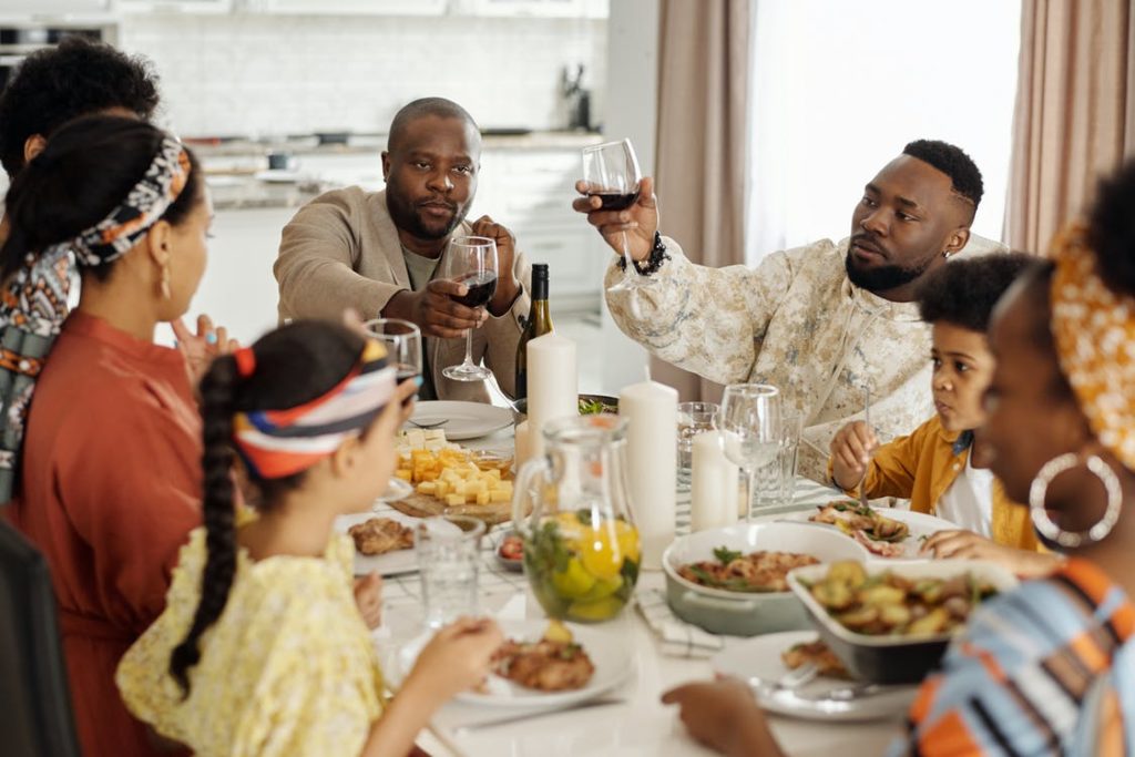 Family having dinner together