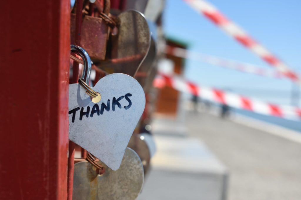"Thanks" lock on a fence